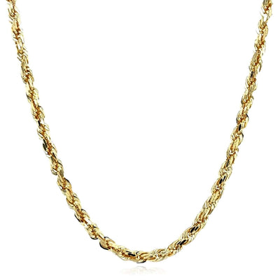 18K Yellow Gold 2.5mm Diamond - Cut Rope Chain (Solid Links) 16" - 26" - WJD Exclusives