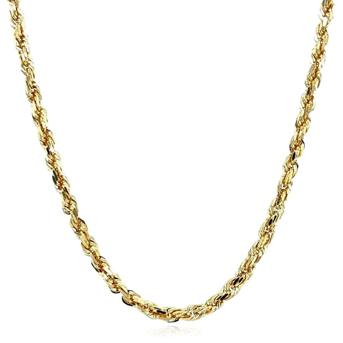 18K Yellow Gold 2.5mm Diamond - Cut Rope Chain (Solid Links) 16" - 26" - WJD Exclusives