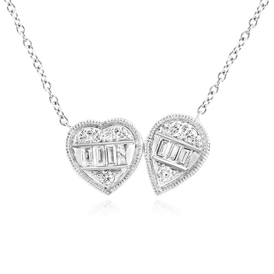 0.25CTW Natural Diamond 14K Yellow White Gold Heart Pear Necklace (Solid Links) 18" - WJD Exclusives