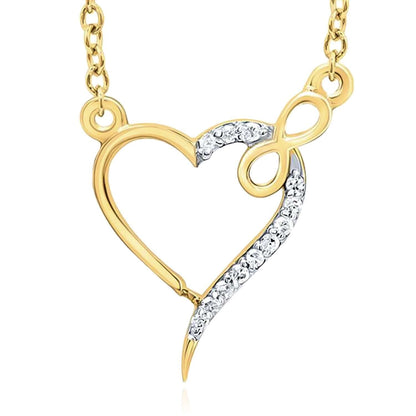 0.05CTW Natural Diamond 10K Gold Open Heart Infinity 18" Necklace
