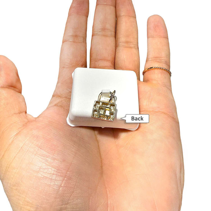 0.25CTW Natural Diamond 10K Gold Two - Tone Lock Pendant with Heart Accent 0.65" - WJD Exclusives