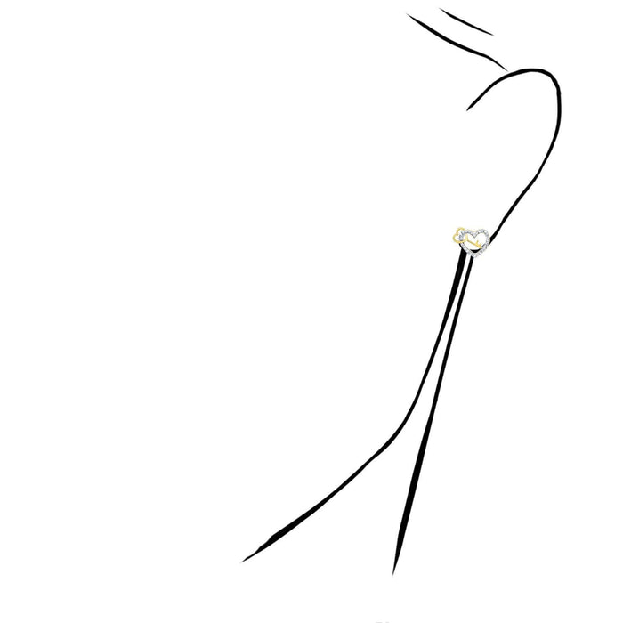 0.20CTW Natural Diamond Real 10K Gold Heart & Key Stud Earrings 11mm - WJD Exclusives