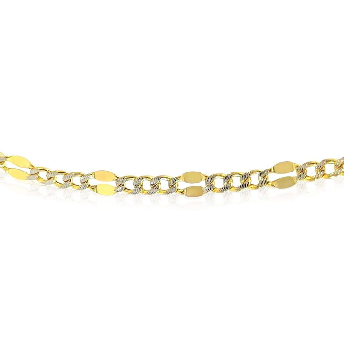 14K Yellow Gold 4mm Mirror Figaro Diamond - Cut Chain (Hollow) 18" - 26" - WJD Exclusives
