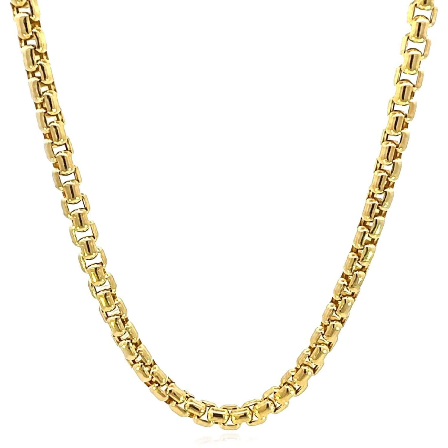 Solid Real 14K Gold 5mm Round Box Chain Necklace 18", 20", 22", 24", 26"
