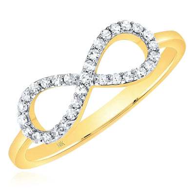 0.15CTW Natural Diamond 10K Yellow Gold Infinity Ring - WJD Exclusives