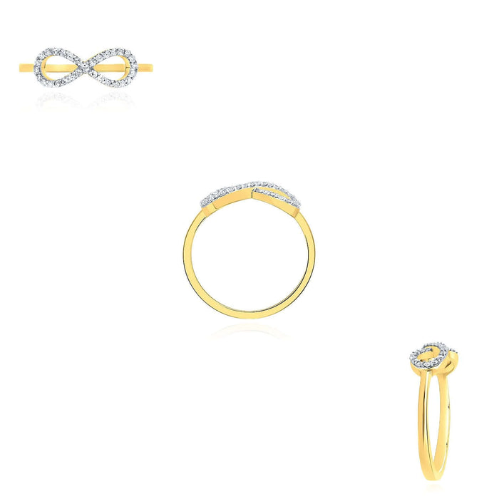 0.15CTW Natural Diamond 10K Yellow Gold Infinity Ring - WJD Exclusives