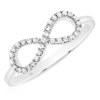 0.15CTW Natural Diamond 10K White Gold Infinity Ring - WJD Exclusives