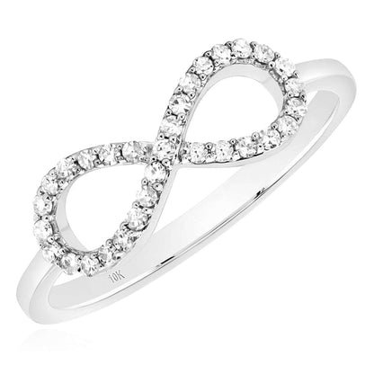 0.15CTW Real Diamond Real 10K White Gold Infinity Ring
