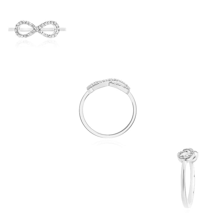 0.15CTW Natural Diamond 10K White Gold Infinity Ring - WJD Exclusives