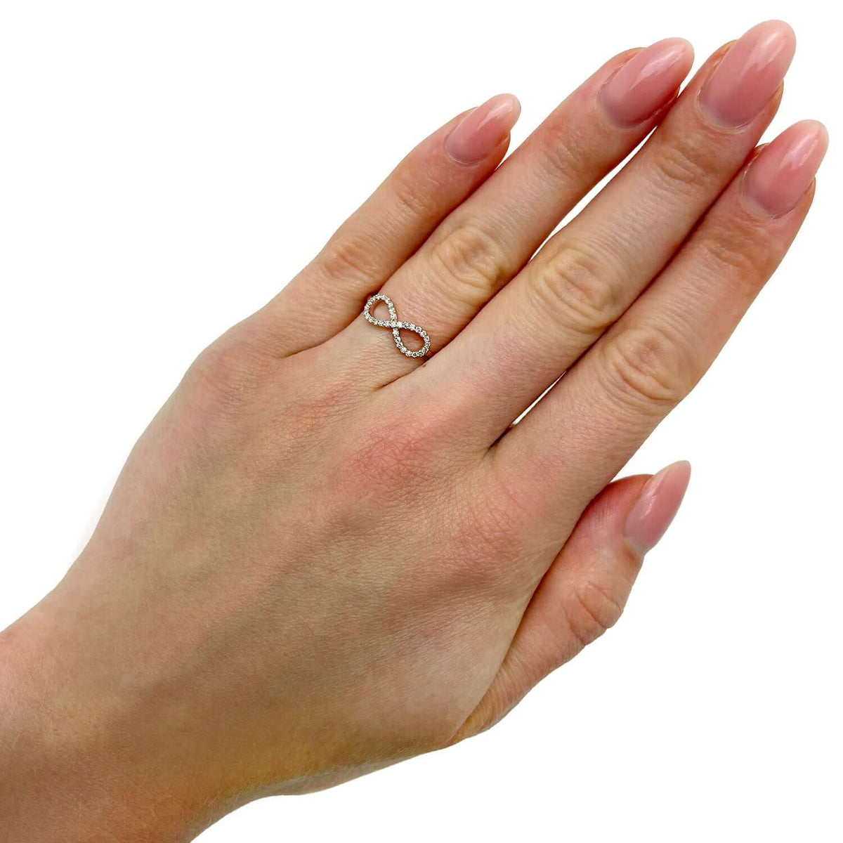 0.15CTW Natural Diamond 10K Rose Gold Infinity Ring - WJD Exclusives