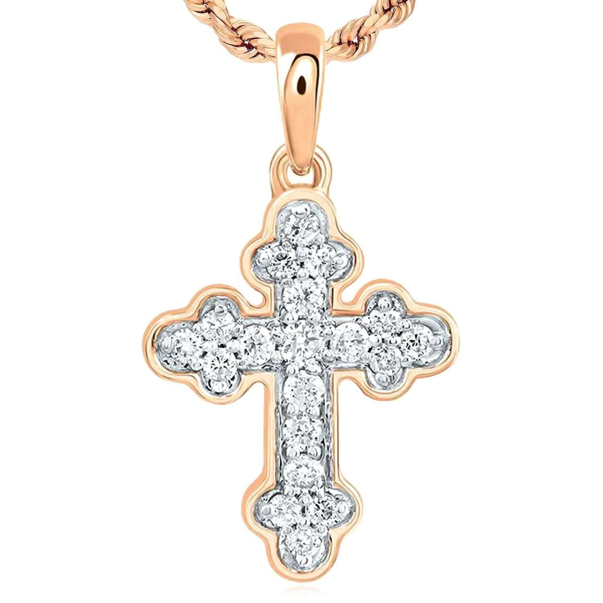 0.12CTW Natural Diamond Real 10K Gold Cross Pendant in Yellow, White, or Rose Gold - WJD Exclusives