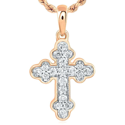 0.12CTW Real Diamond Real 10K Gold Cross Pendant in Yellow, White, or Rose Gold
