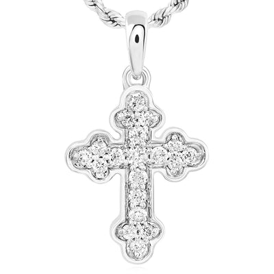 0.12CTW Natural Diamond Real 10K Gold Cross Pendant in Yellow, White, or Rose Gold - WJD Exclusives