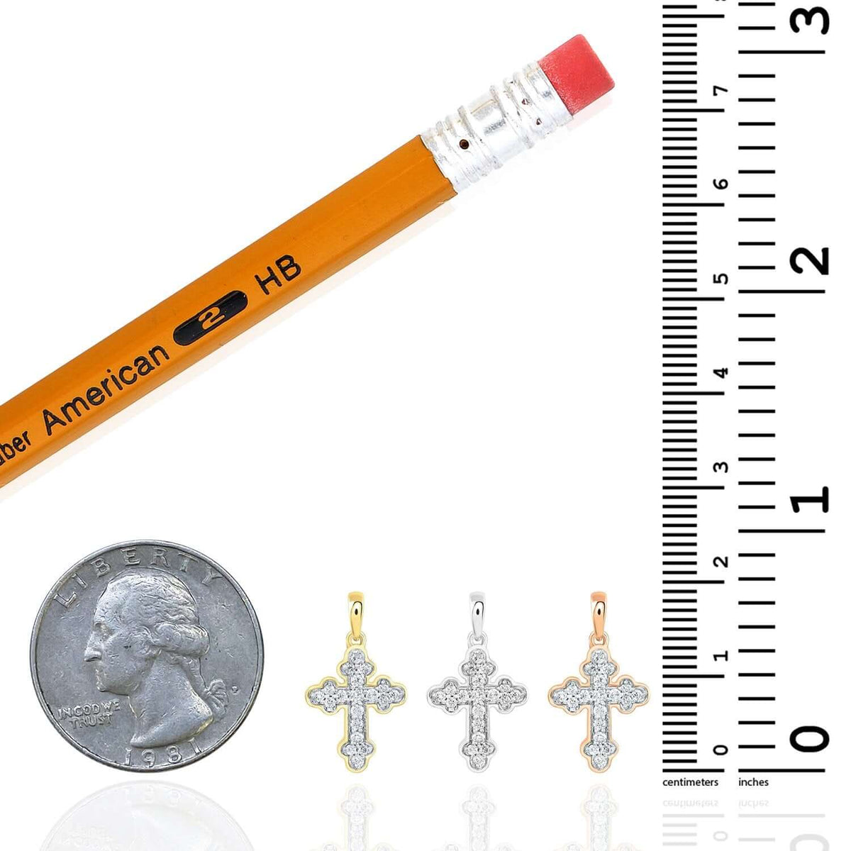 0.12CTW Natural Diamond Real 10K Gold Cross Pendant in Yellow, White, or Rose Gold - WJD Exclusives