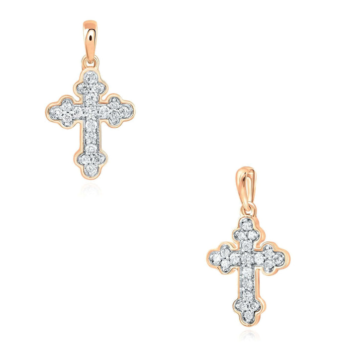 0.12CTW Natural Diamond Real 10K Gold Cross Pendant in Yellow, White, or Rose Gold - WJD Exclusives