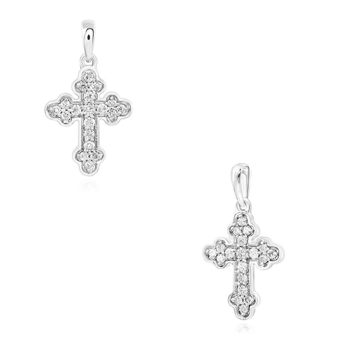 0.12CTW Natural Diamond Real 10K Gold Cross Pendant in Yellow, White, or Rose Gold - WJD Exclusives