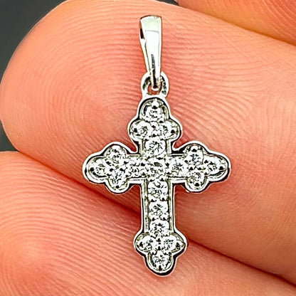 0.12CTW Natural Diamond Real 10K Gold Cross Pendant in Yellow, White, or Rose Gold