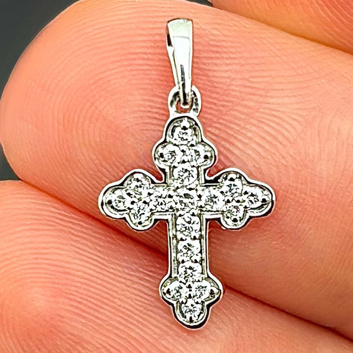 0.12CTW Natural Diamond Real 10K Gold Cross Pendant in Yellow, White, or Rose Gold - WJD Exclusives