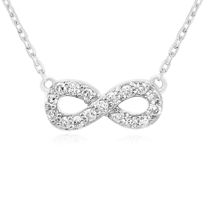 0.12CTW Natural Diamond 10K Yellow White Rose Gold Infinity Necklace (Solid Links) 18" - WJD Exclusives