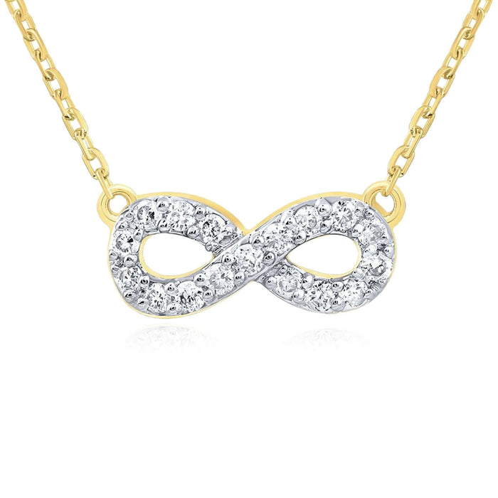 0.12CTW Natural Diamond 10K Yellow White Rose Gold Infinity Necklace (Solid Links) 18" - WJD Exclusives