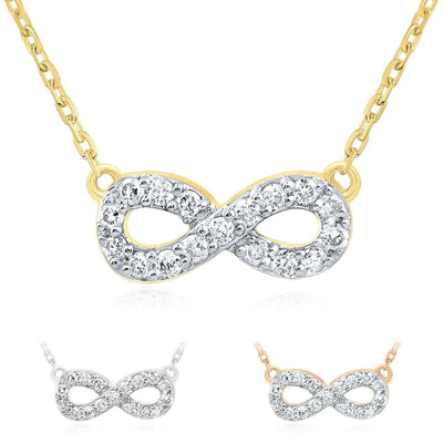 0.12CTW Natural Diamond 10K Yellow White Rose Gold Infinity Necklace (Solid Links) 18" - WJD Exclusives