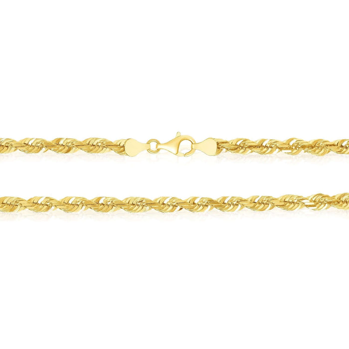 18K Yellow Gold 5mm Diamond - Cut Rope Bracelet (Solid Links) 8" - 9" - WJD Exclusives