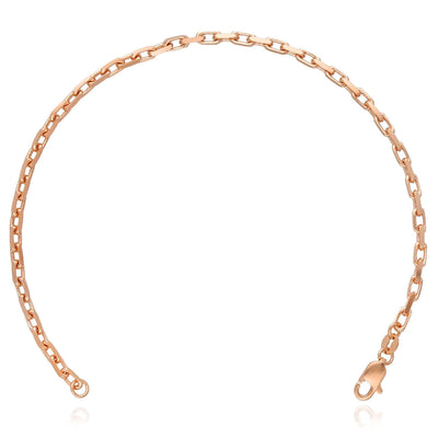 14K Rose Gold 2.5mm Parisian Cable Link Bracelet (Solid Links) 7.5" - 8" Lobster Clasp - WJD Exclusives