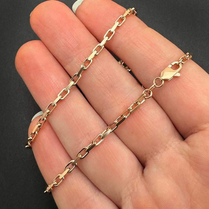 14K Rose Gold 2.5mm Parisian Cable Chain (Solid Links) 16" - 24" Lobster Clasp - WJD Exclusives