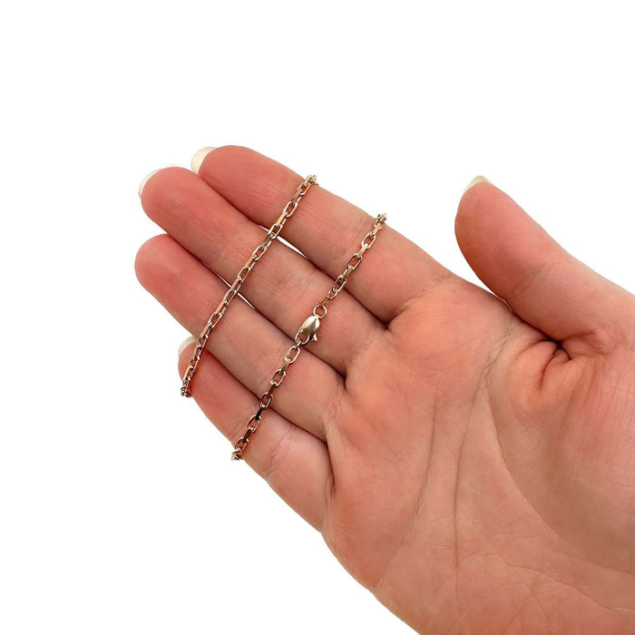 14K Rose Gold 2.5mm Parisian Cable Chain (Solid Links) 16" - 24" Lobster Clasp - WJD Exclusives