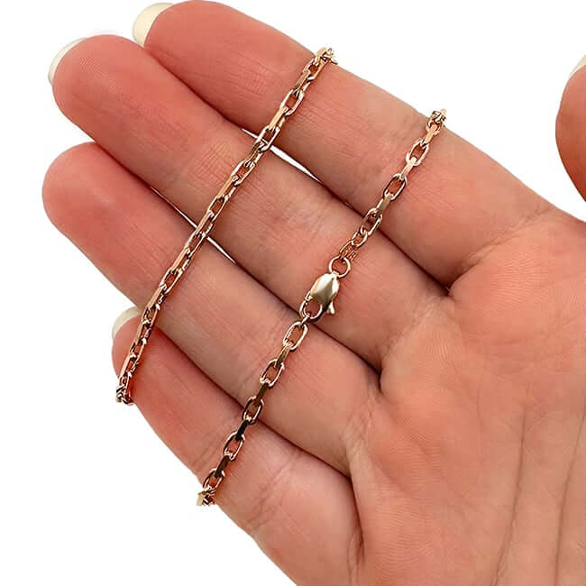 14K Rose Gold 2.5mm Parisian Cable Chain (Solid Links) 16" - 24" Lobster Clasp - WJD Exclusives