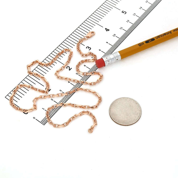 14K Rose Gold 2.5mm Parisian Cable Chain (Solid Links) 16" - 24" Lobster Clasp - WJD Exclusives