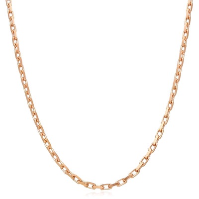 14K Rose Gold 2.5mm Parisian Cable Chain (Solid Links) 16" - 24" Lobster Clasp - WJD Exclusives