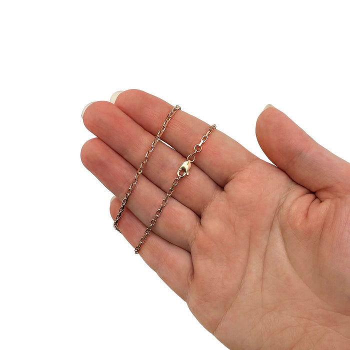 14K Rose Gold 2mm Parisian Cable Chain (Solid Links) 16" - 22" Lobster Clasp - WJD Exclusives