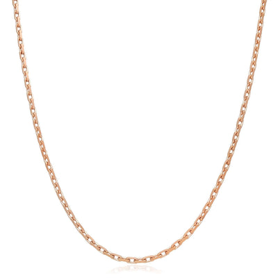 14K Rose Gold 2mm Parisian Cable Chain (Solid Links) 16" - 22" Lobster Clasp - WJD Exclusives