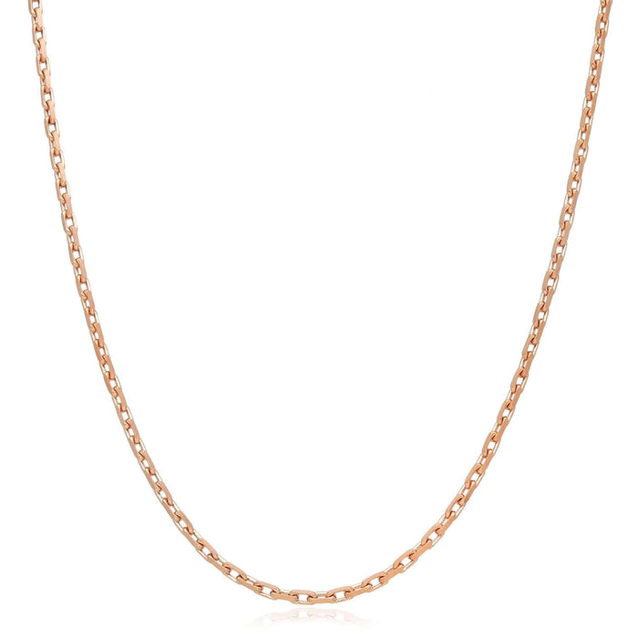 14K Rose Gold 2mm Parisian Cable Chain (Solid Links) 16" - 22" Lobster Clasp - WJD Exclusives