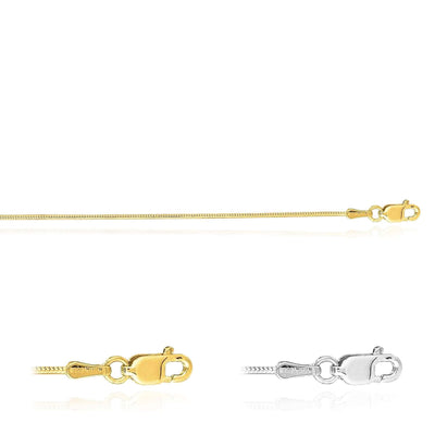 14K Yellow or White Gold 1mm Snake Chain (Solid Links) 16" - 20" - WJD Exclusives