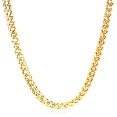 18K Yellow Gold 4mm Franco Chain (Solid Links) 20" - 28" - WJD Exclusives