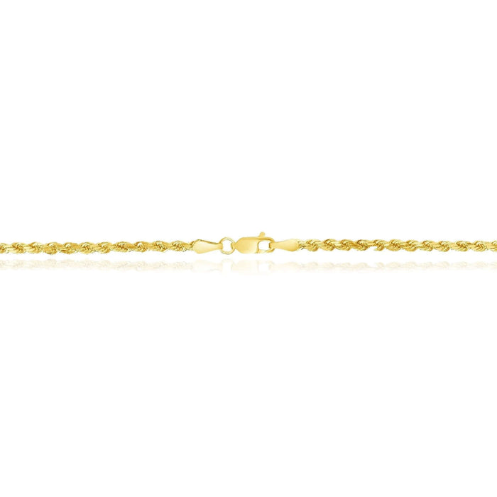 18K Yellow Gold 2.5mm Diamond - Cut Rope Bracelet (Solid Links) 7", 7.5", 8" - Italy - WJD Exclusives