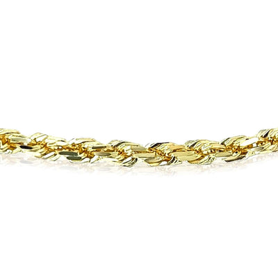 18K Yellow Gold 2.5mm Diamond - Cut Rope Bracelet (Solid Links) 7", 7.5", 8" - Italy - WJD Exclusives