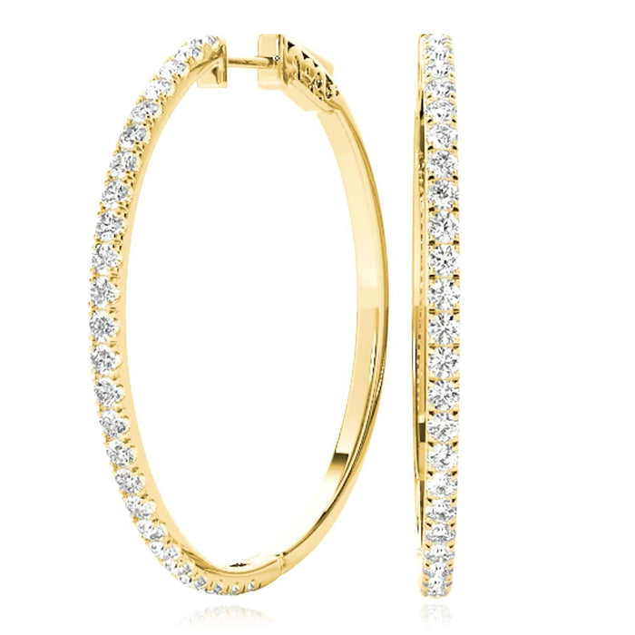 0.30CTW Lab - Grown Diamond Real 14K Gold Inside - Out Hoop Earrings 17mm - WJD Exclusives