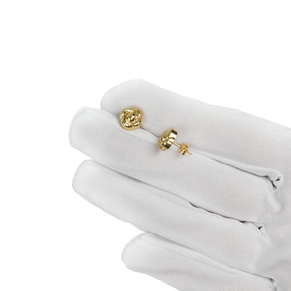 14K Yellow Gold Swirl Flower Rose Stud Butterfly Back Earrings 9.5mm