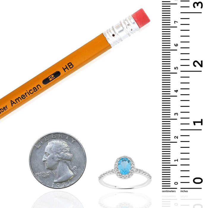 1CT Lab - Grown Blue Topaz & 0.20CTW Natural Diamond 10K White Gold Halo Ring - WJD Exclusives