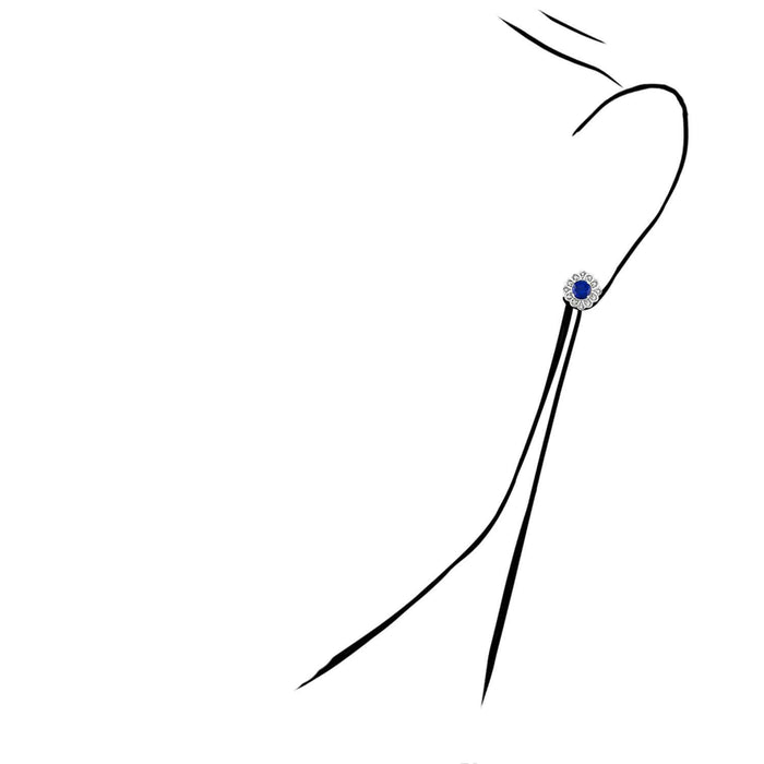 Real 10K Gold Yellow White Lab - Grown Blue Sapphire Diamond Floral Stud Earrings - WJD Exclusives