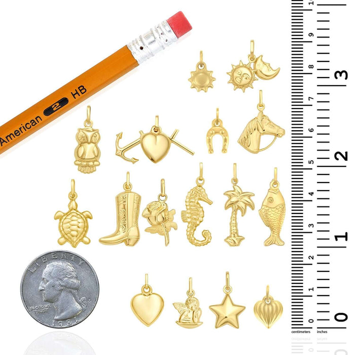 14K Yellow Gold Pendant – Angel, Heart, Owl, Palm Tree & More 0.9" - WJD Exclusives