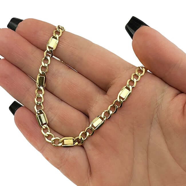 14K Yellow Gold 5.5mm Cuban Link Chain (Solid Links) 22" - Italy - WJD Exclusives