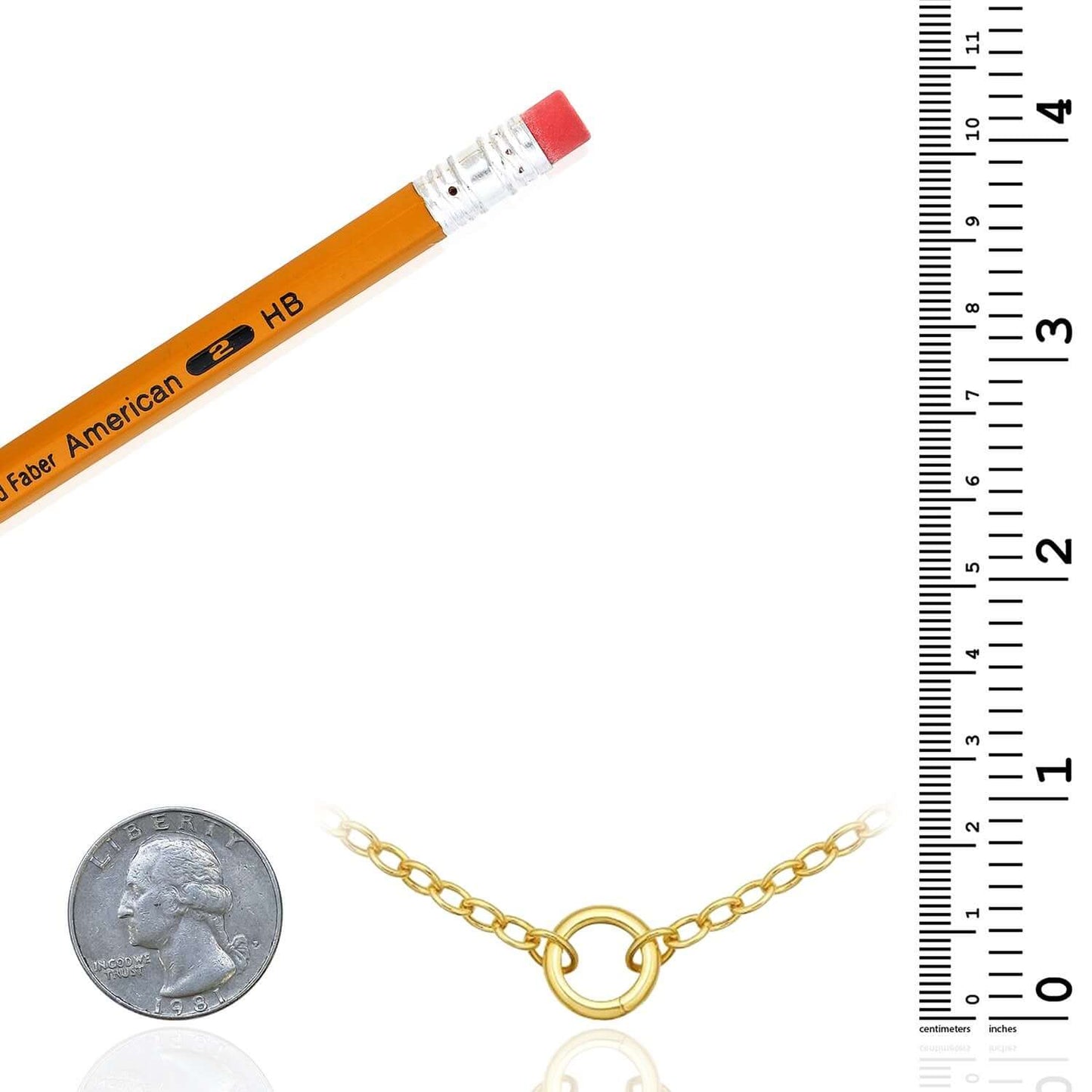 Real 14K Gold 18" Oval Cable Chain Necklace with Circle Charm Lock Pendant