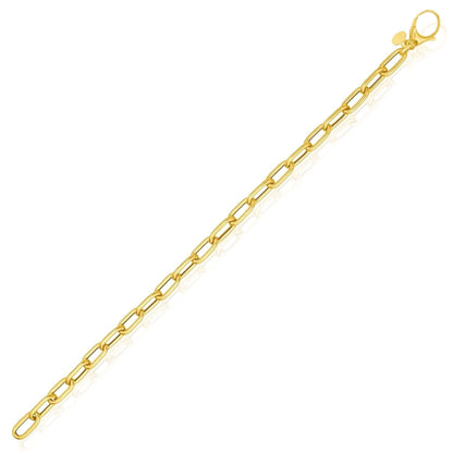 Real 14K Gold 5mm 7" Paperclip Bracelet –  Best for Lock Connectors