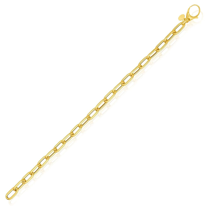 14K Yellow Gold 5mm Paperclip Bracelet (Hollow) 7" Best for Lock Connectors - WJD Exclusives