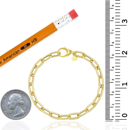 Real 14K Gold 5mm 7" Paperclip Bracelet –  Best for Lock Connectors