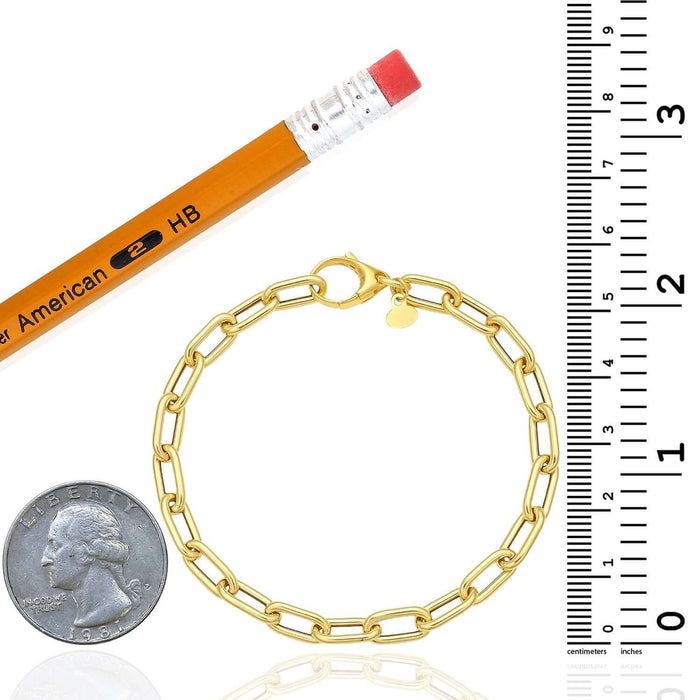 14K Yellow Gold 5mm Paperclip Bracelet (Hollow) 7" Best for Lock Connectors - WJD Exclusives